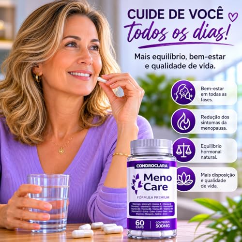 Meno Care Suplemento Alimentar 60 Cápsulas | Menocare Auxílio Natural na Menopausa | Equilíbrio, Bem-Estar e Qualidade