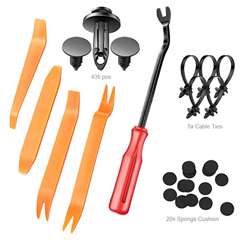 Airkoul 435 Pcs Car Retainer Clips Plastic Rivets Fasteners Push Retainer Kit Most Popular Sizes Auto Push Pin Rivets Set -Door Trim Panel Fender Clips for GM Ford Toyota Honda Chrysler