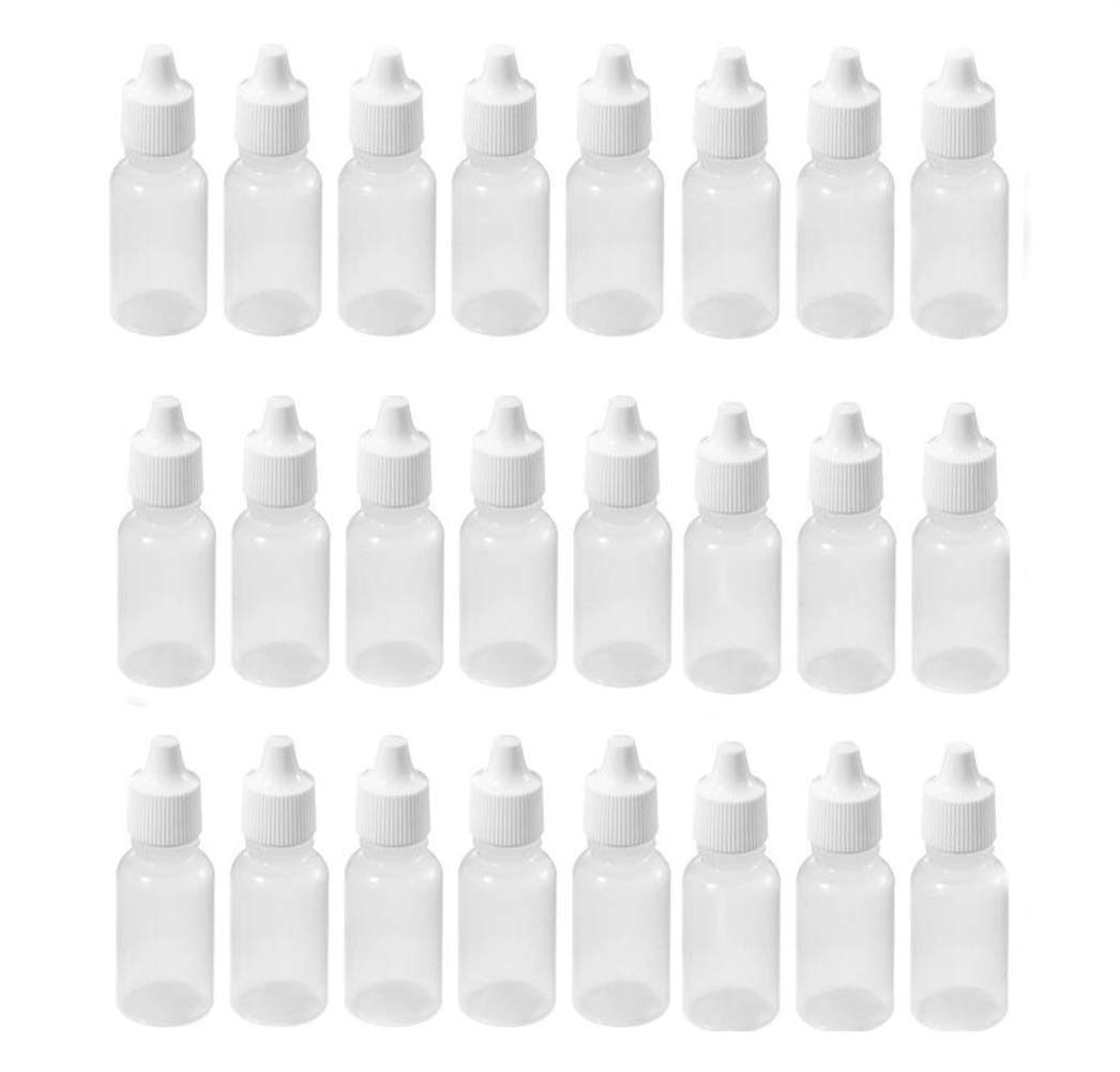 VASANA 24 PCS 30ml 1oz Empty Plastic Squeezable Eye Dropper Bottles Portable Eye Liquid Dropper Container with Screw Caps and Plugs for Essential Oil Sample Liquid Reagent Cosmetic Lab Drops