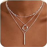 Cuzmly Layered Silver Necklaces for Women, Sterling Silver Stackable Stack Choker Necklaces for Women Trendy Layering Circle Pendant Chain Necklace Set Jewelry for Women