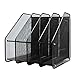 MONBLA 4 Tier Paper Organiser Magazine Holder Rack Stand Black Mesh Compartment Office Desk Document File