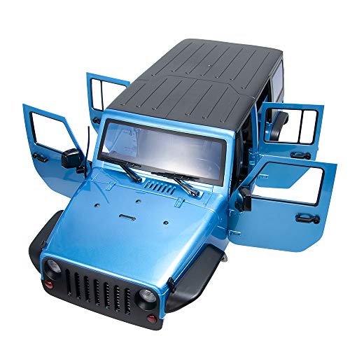 RCLions 313mm Wheelbase RC Car Body Shell Plastic for1/10 Scale RC Car Jeep Wrangler Axial SCX10-II 90046/90047 TRX4 kit (Blue)