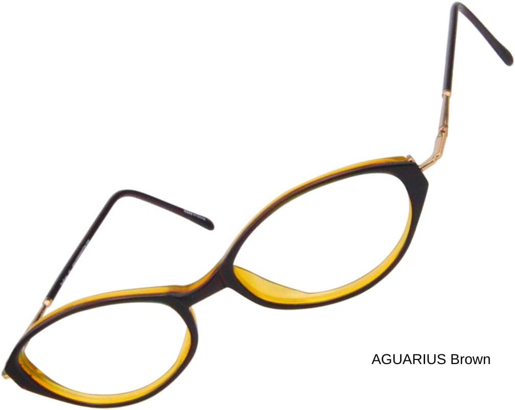 ProEyes Aguarius, Progressive Multifocal Petite Size Plastic Reading Glasses, Zero Magnification on Top Lens, Anti Blue Light Resin Lens, Spring Hinge (Brown, 2.50 x)