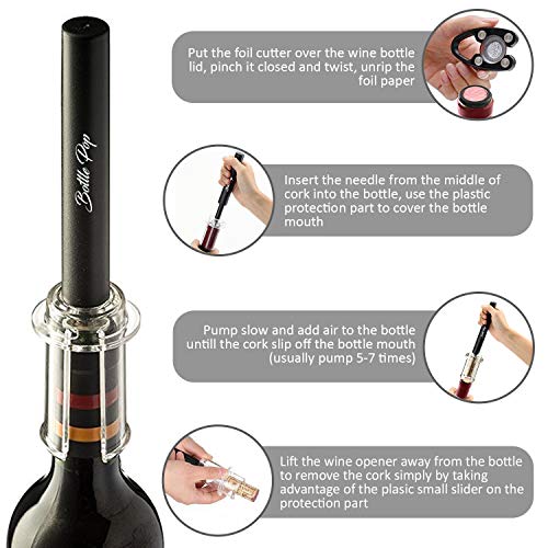 Bottle Pop Air Pressure Wine Opener-Amazing Cork Remover Tool-Corkscrew Pump Remover with Foil Cutter- Wine Bottle Opener-Great for Wine Lovers - Thumbnail 4