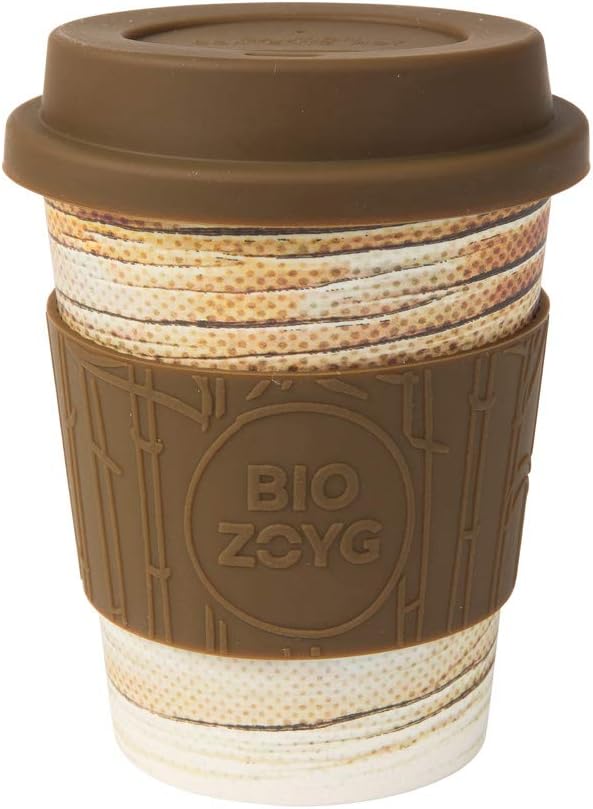 BIOZOYG Premium bamboo coffee cup to go I reusable coffee to go cup with silicone lid and silicone cup sleeve I dishwasher-proof BPA-free I drinking cup coffee Wood 400 ml
