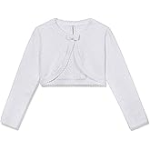 BOBOYOYO Long Sleeve Girls Shrug Knit Girls Cardigan Childrens Bolero Dress Sweater Toddler Shawl Cover Up for 3-12Y