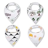Baby Bandana Drool Bibs for Teething and Feeding, 4 pack Absorbent Cotton Modern Baby Gifts Set of Unisex Super-Stylish by Airbay