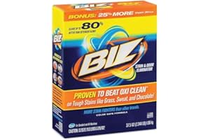 BIZ' Laundry Detergent Powder with 4 Stain Fighters, Color Safe, HE Safe, Unscented 37.5 Oz