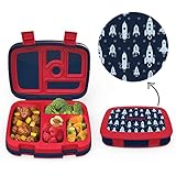 Bentgo Kids Prints (Space Rockets) - Leak-Proof, 5-Compartment Bento-Style Kids Lunch Box - Ideal Portion Sizes for Ages 3 to 7 - BPA-Free and Food-Safe Materials