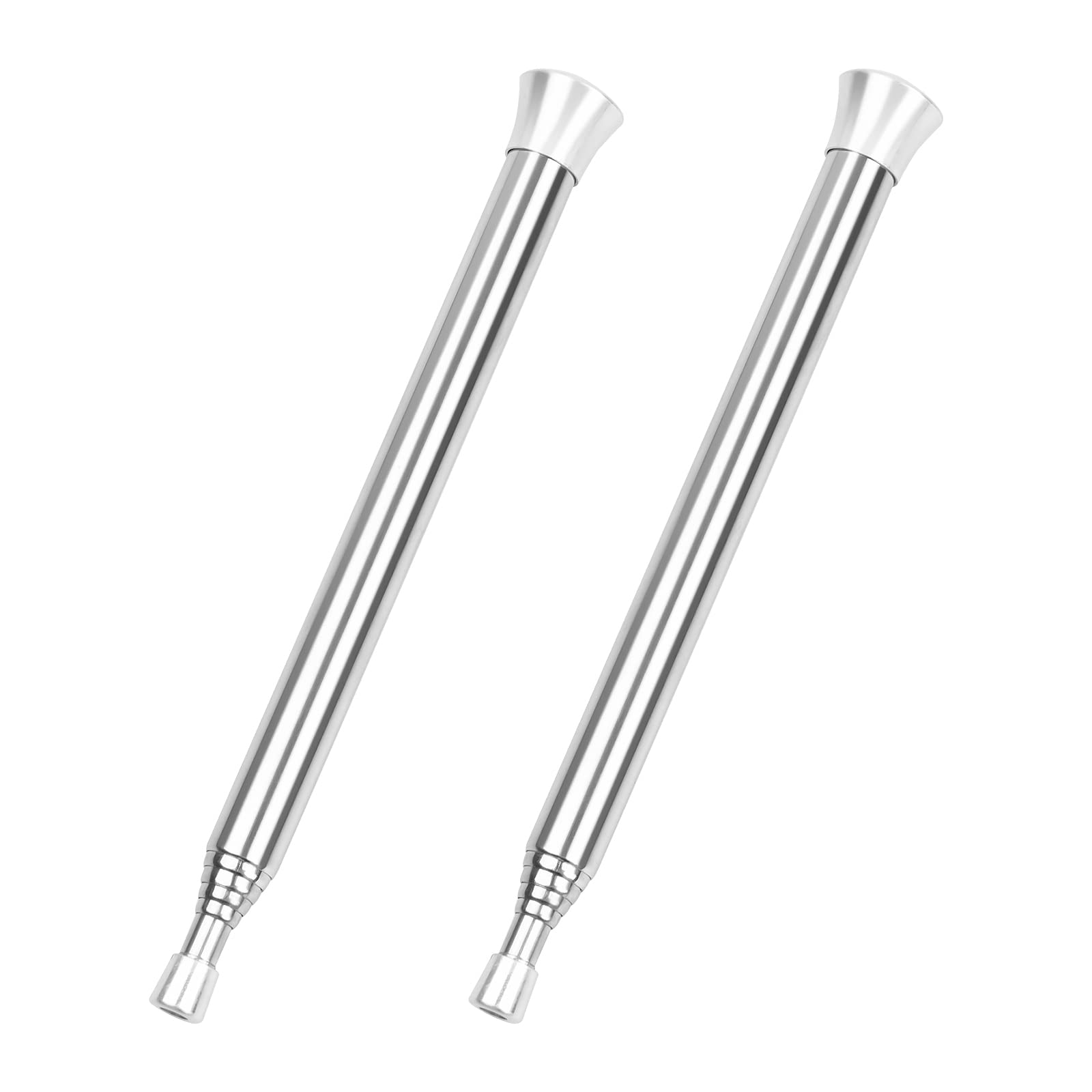 Zsanhua 2Pcs Telescopic Blow Fire Tube, Stainless Steel Fire Blower Pipe Silver Gear Fire Bellows, Portable Blow Fire Tube Starting Fire Tool for Camping Cooking BBQ Hunting Hiking Fireplace Outdoor