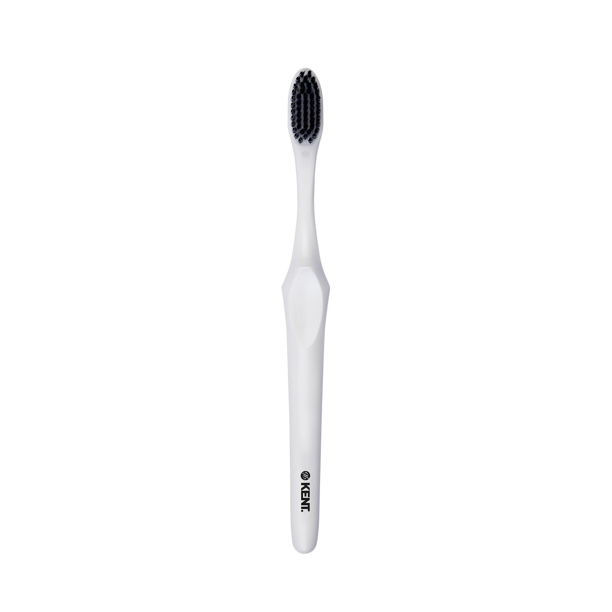 Kent Brushes Smile Manual Toothbrush KO-05, Super Soft Silver and Charcoal Infused, Ideal for Sensitive Teeth, PLA Biodegradable Handle with Soft Bristles in White