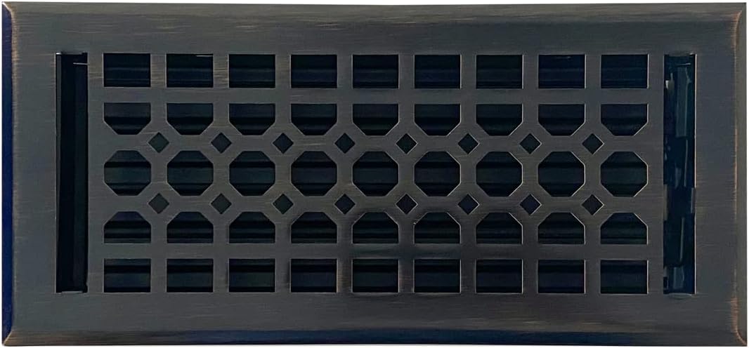 Registers, Grilles & Vents - Empire Register Co, Vent Cover - 4x10 inch, Honeycomb Design, Oil Rubbed Bronze Finish, Heavy Duty Floor Vent Covers, Metal Damper Attached. Vent Covers for Home Floor only.