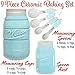 Mason Jar Kitchen Utensil Set - Includes Measuring Cups + Spoon Rest + Measuring Spoons (Blue)