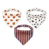 Baby Bandana Bib for Halloween, Soft and Absorbent Cute Baby Bibs for Teething Drooling, Perfect Baby Shower Gift Set by Little Dimsum (Halloween 3-Piece)