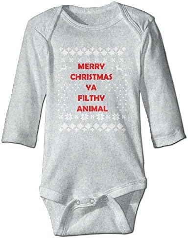 Merry Christmas Ya Filthy Animal Cotton Baby Boy Girl Sleep , Footless, Long Sleeve