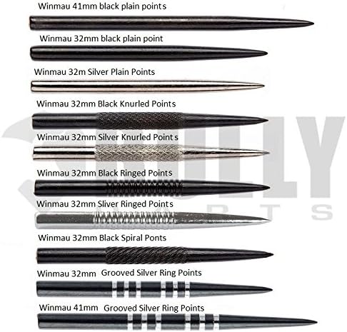 Bullydarts Replacement Winmau Steel Tip Dart Points - Plain, Spiral, Knurled, Re-Grooved
