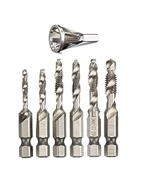 Deburring - Herramienta externa para chamfer (acero inoxidable, para taladro con 6 brocas de combinación y boquilla de grifo, se adapta a pernos de tamaño 8-32)