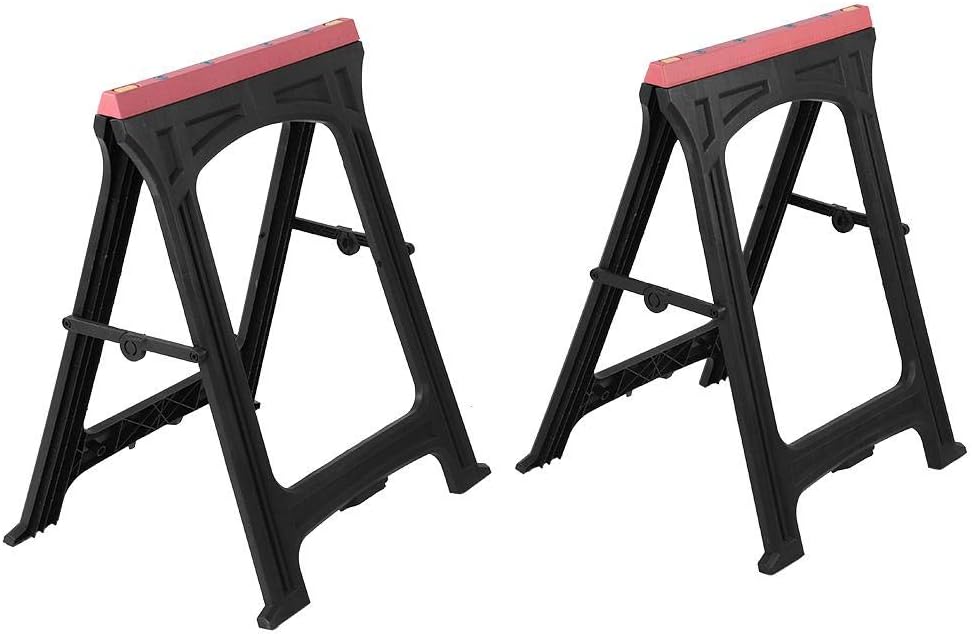 2-Pack Durable Folding Sawhorse – Plastic Stand Tool Holder, 22 Inch