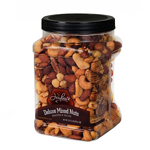 Jaybees Roasted Salted Deluxe Mixed Nuts (32Oz) Great for Holiday Gift Giving or as Everyday Snack Featuring Cashews Almonds Brazil Nuts Pecans and Filberts
