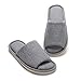 FEET FEEL Men's Cowboy Canvas Slip-on Slippers Non-slip Sandal Moisture Wicking House Slippers Grey