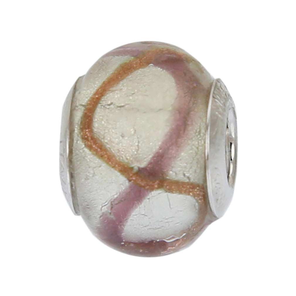 Glass Of Venice Murano Glass Sterling Silver Purple Waves Charm Bead