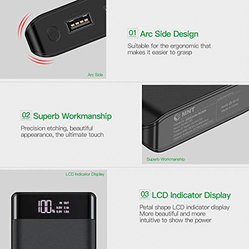 Portable Charger 24000mAh High Capacity Phone Charger Battery 2.4A Output Port, 2A Input Port, 2 Quick Charging Ports Compatible Smart Phones, Tablets Other Devices-Black