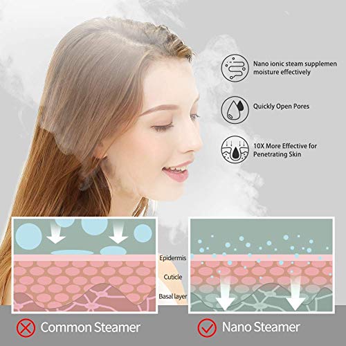 Newbealer Face Steamer 3-in-1 Nano Ionic Facial Humidifier with Hot and Cold Mist - Deep Clean & Tighten Skin - Home Face Spa with Aromatherapy Design for Women Men - Unclogs Pores Reduce Blackheads