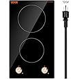 VEVOR Induction Cooktop, 1800W Electric Countertop Burner, 2 Burner Knob Control Stove, Built-in Induction Cooktop with 12 Temperature Settings, Glass Surface, Auto Shut-Off