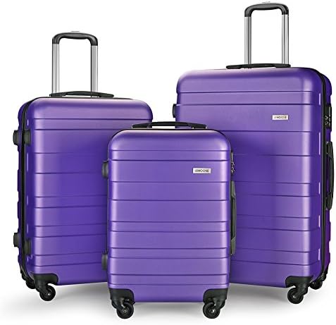 Luggage Set Spinner Hard Shell Suitcase Lightweight Carry On - 3 Piece (20" 24" 28") (purple3)