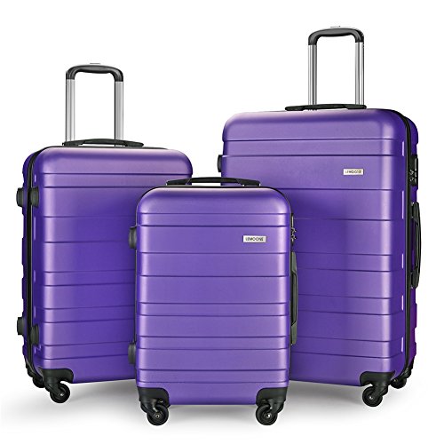 Luggage Set Spinner Hard Shell Suitcase Lightweight Carry On - 3 Piece (20" 24" 28") (purple3)