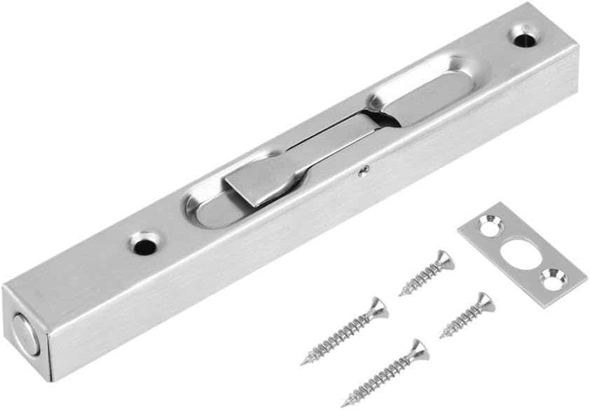Zerodis Door Latch Bolt 304 Stainless Steel Door Flush Lock Security Lever Action Gate Latch Bolt with Strike and Screws (6inch)