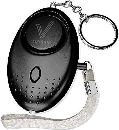 Emergency Personal Alarm - Siren Song, Extremely Loud 120dB with LED Flashlight, Safesound Alarms Keychain for Women, Kids. Self Defense Protection, Safe Sound Rape Whistle Devices by Vondior (Black)