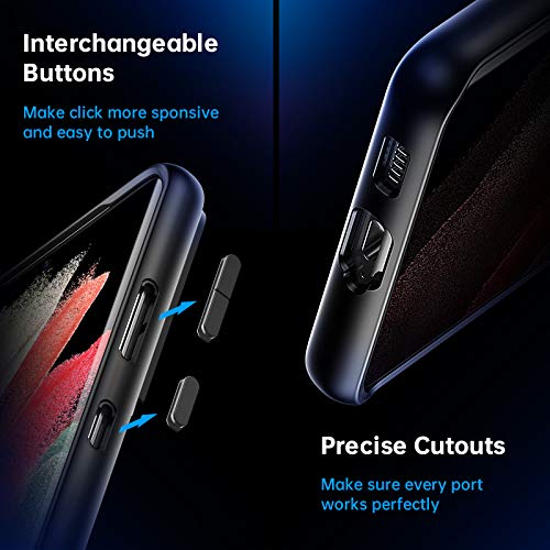 Facbiny Compatible with Samsung Galaxy S21 Ultra Case, [Military Grade Drop Protection][Intoxicating Touch] Translucent Shockproof Matte Phone Case with Soft Edges, Black