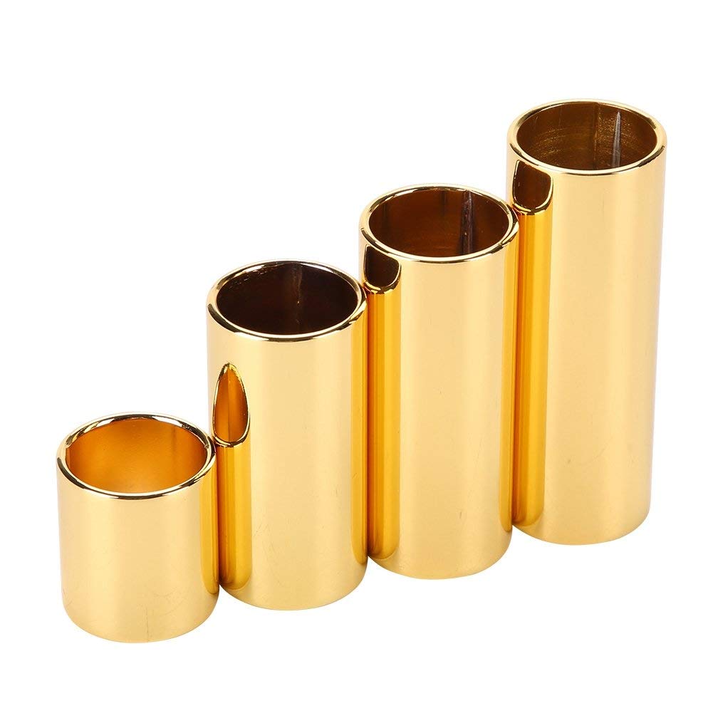 Alomejor 4Pcs Guitar Slides Electric Guitar Metal Finger Slide Bar for Electric Acoustic Guitar Music Instrument Accessories