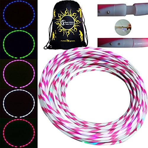 Flames N Games Starburst Glow LED Adult Hoop - Single-Coloured LED Hoop with Pink Silicone Grip + Bag! Bright Colours for Hoop Dance and Excercise 90cm!