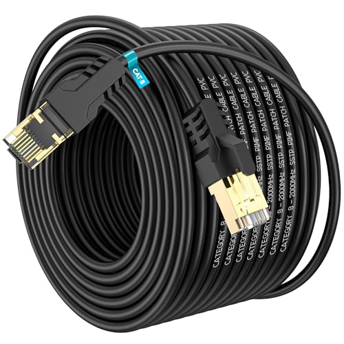 YSONG Cat 8 Lan Kabel Netzwerkkabel 30m, Hochgeschwindigkeits Ethernet Kabel 40 Gbit/s, 2000 MHz, 26 AWG, Vergoldetes RJ45-Kabel, für PC/Router/Modem,