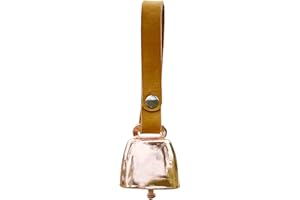 IVIA PET Dog Collar Copper Bell Pet Tracker Noise Maker/Leather Country Cow Bell for Pet Anti- Lost Pendant Tags for Pet Training Tracker Christmas New Year’s Eve(M)(Rose Gold)
