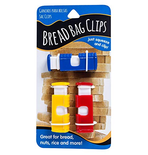Jacent Squeeze Bread Bag Cinch Clips, Assorted Colors, 3 Count Per Pack - 2 Pack