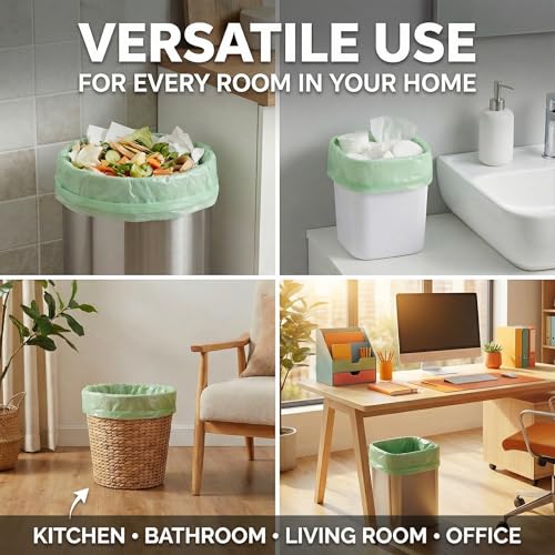 1.2 Gallon Small Trash Bags: Small Garbage Bags 4.5L Trash Bags Wastebasket Liners Bags for Kitchen Bathroom Office (150 Counts, Green)