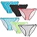 6 Pack Ladies Cotton String Bikini Sexy Women Briefs Underwear Panties, Medium / 6-8, Prints