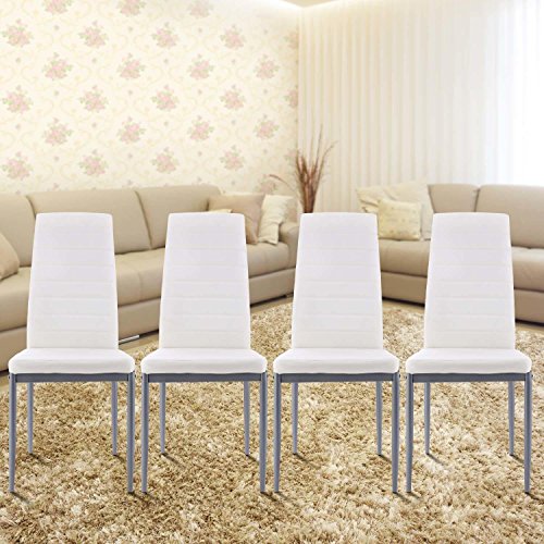 Kaluo 4pcs Modern Dining Chair, Durable Metal Leg and PU leather Chair for Kitchen, Dining, Bedroom, Living Room, Up to 150KG/330LB