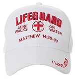 Artisan Owl LIfeguard: Mine Walk on Water Matthew 14:25-33 Hat - Religious Christian Gift -100% Cotton Embroidered Cap (White)