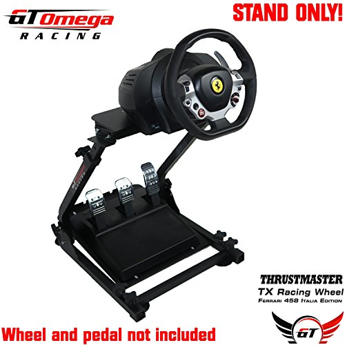 GT Omega Steering Wheel Stand for Thrustmaster TX Racing Wheel Ferrari 458 Italia & Pedals Set, Xbox One, PC – Compact, Foldable & Tilt-Adjustable to Ultimate Gaming Console Experience