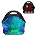 FUN LAVIE Neoprene Lunch Bag for Women,Double-Sided Green Sequins Insulated Neoprene Tote Bag with Zipper for Work, Reusable Washable Thermal Bag for Lunch Box & Hot and Cold Food Storage