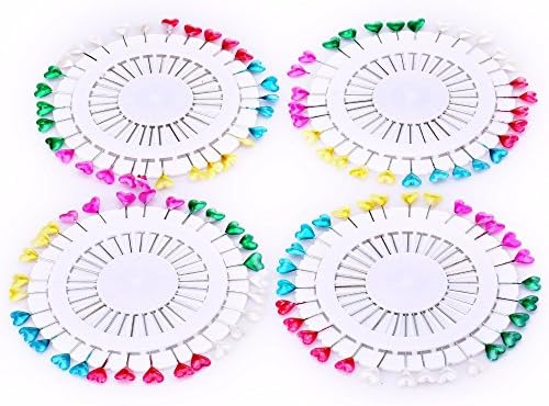 Oligex£¨TM) Heart Head Pin Color Assorted Pinwheel Round Pearl Head Pins Decorative Sewing Dressmaking Pin 4 Wheels of 120PCS
