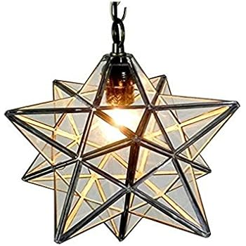 Clear Glass Star Flush Mount Moravian 8 Star Ceiling Light Shade