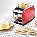 COSSCCI Red Toaster 2 Slice Stainless Steel Toaster with Wide Slots,Removable Crumb Tray,High Lift Lever, Reheat Defrost and 7 Shade Setting