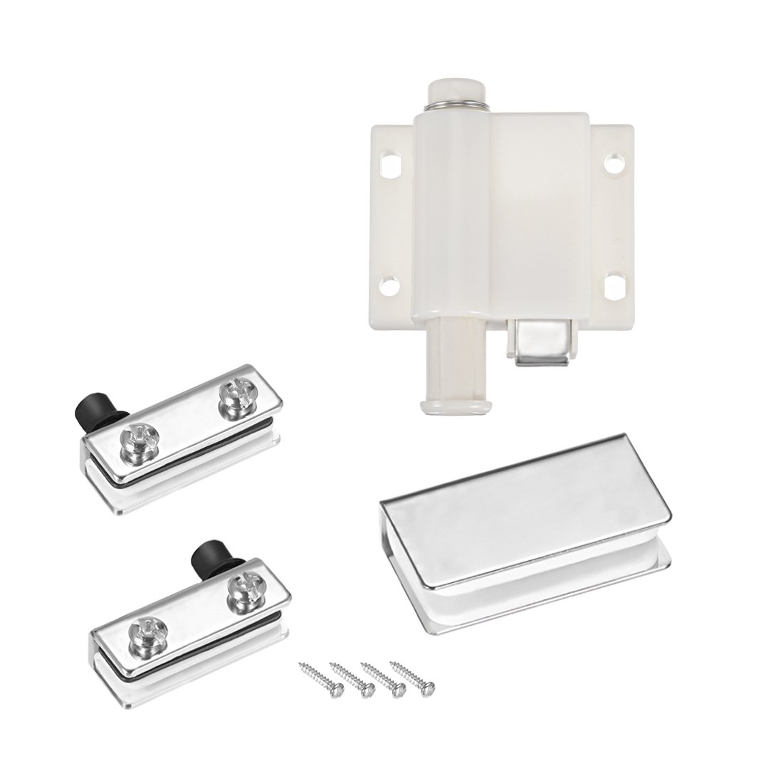Sourcingmap 5-6mm Glass Door Single Head Magnetic Catch Latch ABS White with Clamp 2 Set