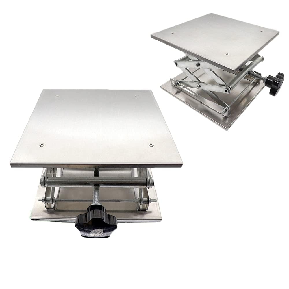 Lifting Platform Laboratory, 4x4'' Lift Stainless Steel Platform, Stainless Steel Support Jack, Lifting Stand Scissor Rack, Lifter Manual Control for Science Experiment - Range from 44 mm to 150 mm