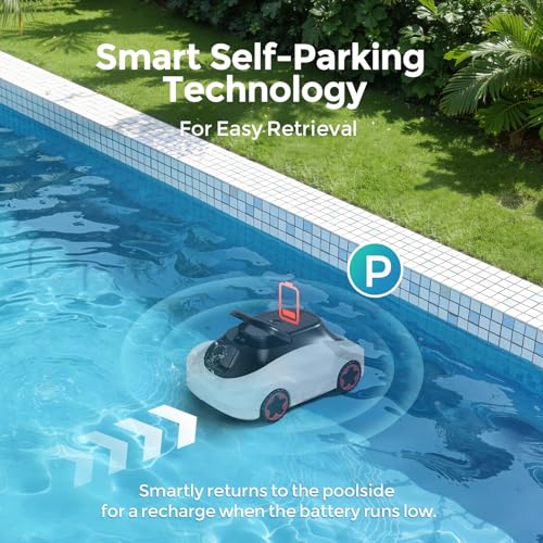 OUCAXIA C5 Cordless Robotic Pool Cleaner with 180-Min Runtime, 2.7L Large-Capacity Filter Basket, Self-Parking & Lightweight Design, for Above-Ground & In-Ground Pools up to 2,200 Sq.Ft (Snow)